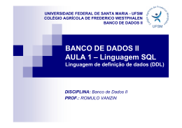 BANCO DE DADOS II AULA 1 – Linguagem SQL