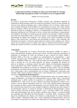 1 A Import&acirc;ncia do Banco de Dados de Cliente para Efetividade do