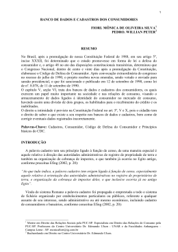 BANCO DE DADOS E CADASTROS DOS CONSUMIDORES FIORI