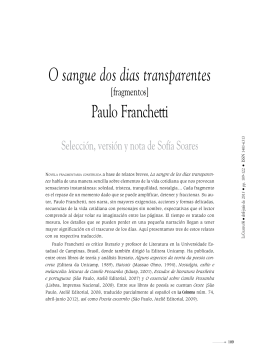 O sangue dos dias transparentes Paulo Franchetti