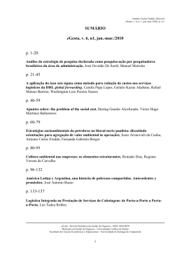 Editorial eGesta v6 n1 - Universidade Católica de Santos