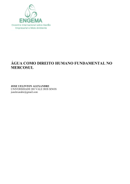 &Aacute;GUA COMO DIREITO HUMANO FUNDAMENTAL NO MERCOSUL