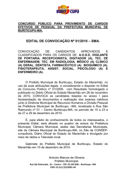 EDITAL DE CONVOCAÇÃO Nº 01/2010 – SMA.
