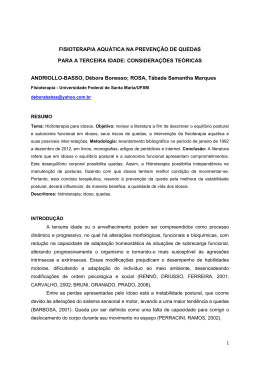 FISIOTERAPIA AQU&Aacute;TICA NA PREVEN&Ccedil;&Atilde;O DE QUEDAS PARA A TERCEIRA IDADE