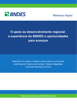 O apoio ao desenvolvimento regional: a experiência do BNDES e