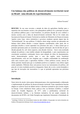 Um balanço das políticas de desenvolvimento territorial