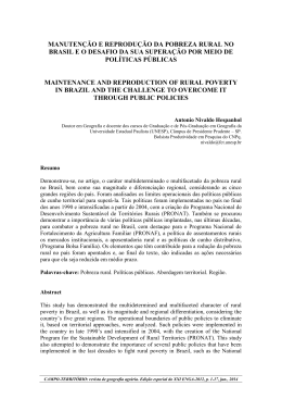 manutenção, reprodução e combate a pobreza rural no brasil por