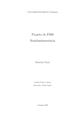 Projeto de F809 Sonoluminesc&ecirc;ncia