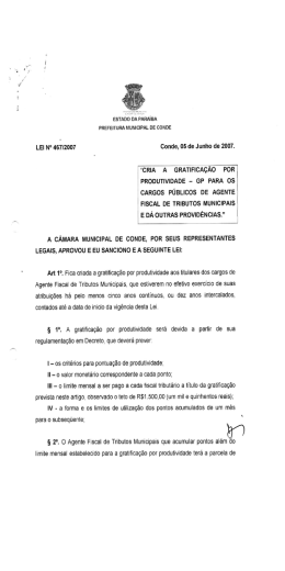 ESTADO DA PARAIBA - Prefeitura Municipal de Conde