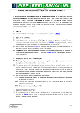 EDITAL DE CONCORR&Ecirc;NCIA P&Uacute;BLICA SENAI-PR N&ordm;.411 /12