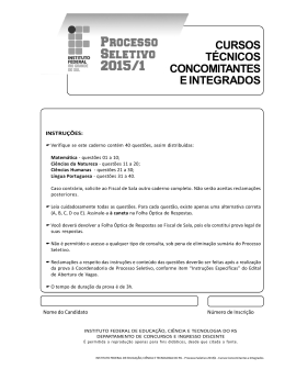 Prova dos Cursos Integrados/Concomitantes