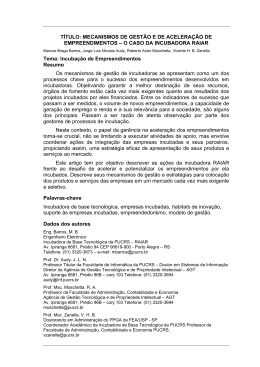 Incuba&ccedil;&atilde;o de Empreend - Universidade Federal do Par&aacute;