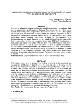EMPREENDEDORISMO: AS CONDI&Ccedil;&Otilde;ES EXIST&Ecirc;NTES NA