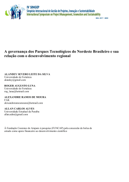 A governan&ccedil;a dos Parques Tecnol&oacute;gicos do Nordeste