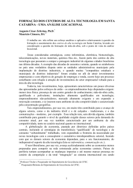 forma&ccedil;&atilde;o dos centros de alta tecnologia em santa catarina