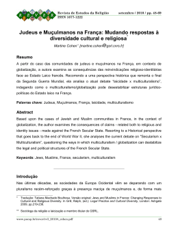 Judeus e Mu&ccedil;ulmanos na Fran&ccedil;a: Mudando respostas &agrave; - PUC-SP