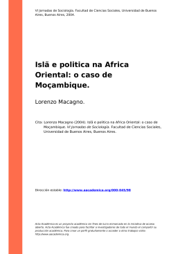Isl&atilde; e politica na Africa Oriental: o caso de