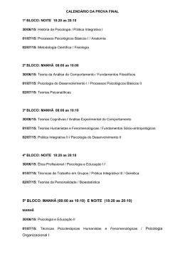 5&ordm; BLOCO: MANH&Atilde; (08:00 as 10:10) E NOITE (18
