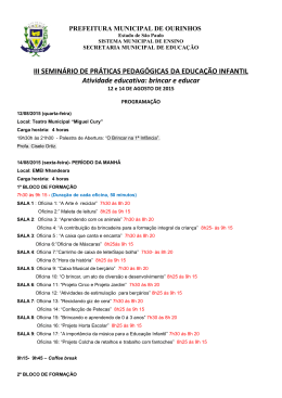 Programa&ccedil;&atilde;o - Secretaria Municipal de Educa&ccedil;&atilde;o de Ourinhos