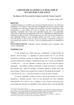 a dignidade da pessoa e o bem comum no conc&iacute;lio vaticano ii
