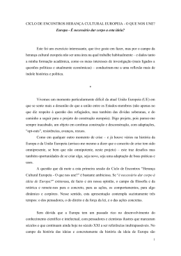 CICLO DE ENCONTROS HERAN&Ccedil;A CULTURAL EUROPEIA