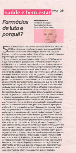 Artigo de opini&atilde;o do presidente da Sec&ccedil;&atilde;o Regional de Coimbra no