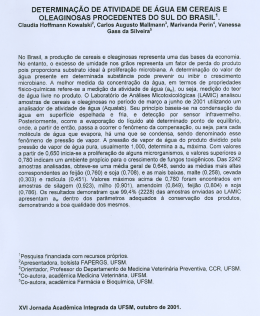 determinação de atividade de água em cereais e - lamic