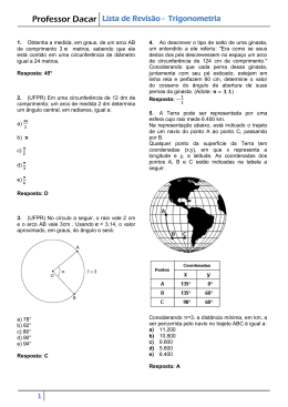 Lista de Exercícios – Trigonometria – 2015