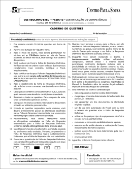 CADERNO DE QUESTÕES Gabarito oficial
