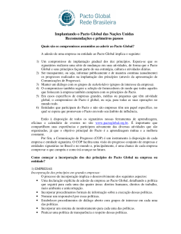 Primeiros Passos do Pacto Global