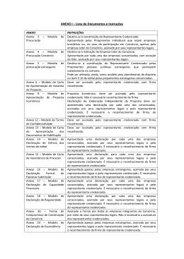 ANEXO I &ndash; Lista de Documentos e Instru&ccedil;&otilde;es