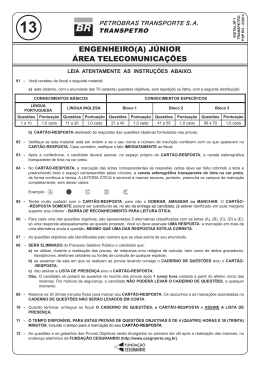 PROVA 13 - ENGENHEIRO(A) J&Uacute;NIOR - &Aacute;REA
