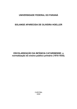 Escolariza&ccedil;&atilde;o da inf&acirc;ncia catarinense