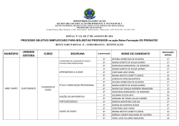 EDITAL 121 - RESULTADO PARCIAL 12 - OURO BRANCO