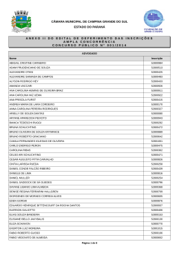 Anexo II do Edital de Deferimento das Inscri&ccedil;&otilde;es