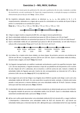 Exerc&iacute;cios 1 &ndash; MU, MUV, Gr&aacute;ficos