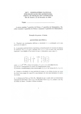 Prova 2 - Observat&oacute;rio Nacional