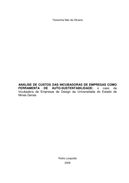 AN&Aacute;LISE DE CUSTOS DAS INCUBADORAS DE EMPRESAS
