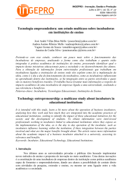 um estudo multicaso sobre incubadoras em instituições de ensino.