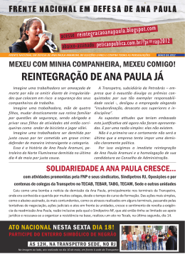 FRENTE NACIONAL EM DEFESA DE ANA PAULA - Sindipetro-LP