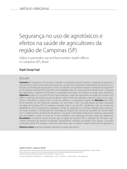 Seguran&ccedil;a no uso de agrot&oacute;xicos e efeitos na sa&uacute;de de