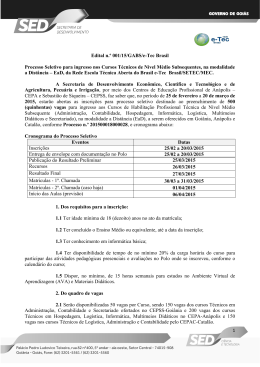 Edital n.º 001/15/GABS/e-Tec Brasil Processo Seletivo para