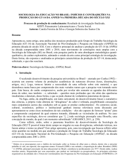 sociologia da educação no brasil: indícios e contradições na