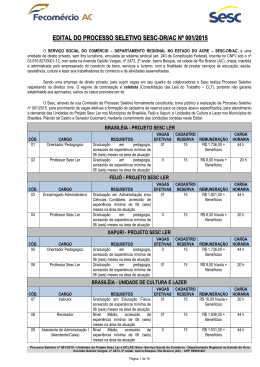 edital do processo seletivo sesc-dr/ac n&ordm; 001/2015