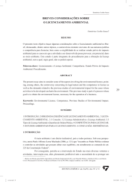 29 breves considera&ccedil;&otilde;es sobre o licenciamento ambiental