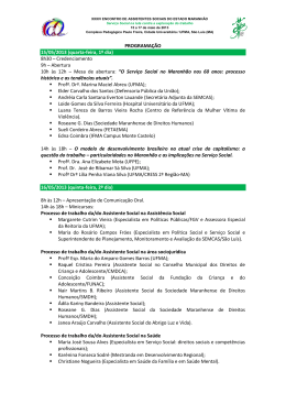 PROGRAMA&Ccedil;&Atilde;O 15/05/2013 (quarta-feira, 1&ordm; dia) 8h30