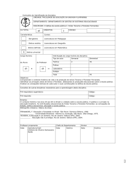 Formul&aacute;rio de Identifica&ccedil;&atilde;o da Disciplina UNIDADE