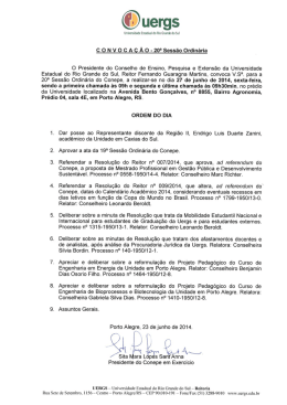 Ordem do Dia: 20ª Sessão Ordinária