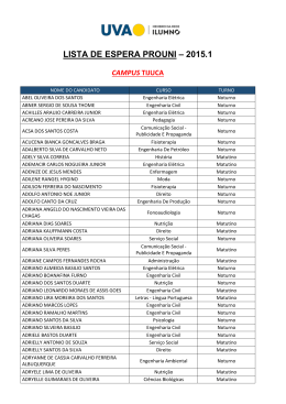 lista de espera prouni – 2015.1 campus tijuca