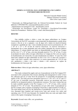 oferta x custo da &aacute;gua subterr&acirc;nea no campus universit&aacute;rio do pici/ufc